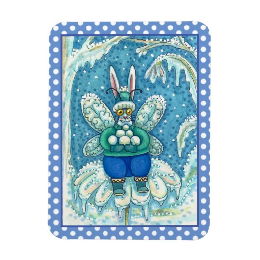 FLUTTERBUN WINTER WONDERLAND, FUNNY BUNNY RABBIT MAGNEET (Verticaal)