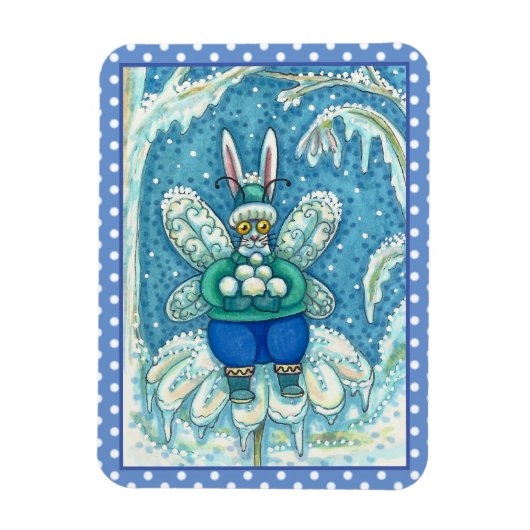 FLUTTERBUN WINTER WONDERLAND, FUNNY BUNNY RABBIT MAGNEET (Verticaal)