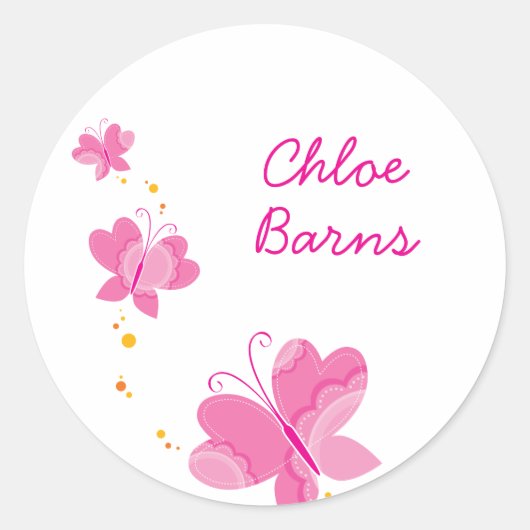 FLUTTERBY BUTTERFLIES : reeks drie 1 Ronde Sticker (Voorkant)