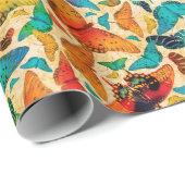 Flutterby Day Butterflies on Beige Cadeaupapier (Rol Hoek)