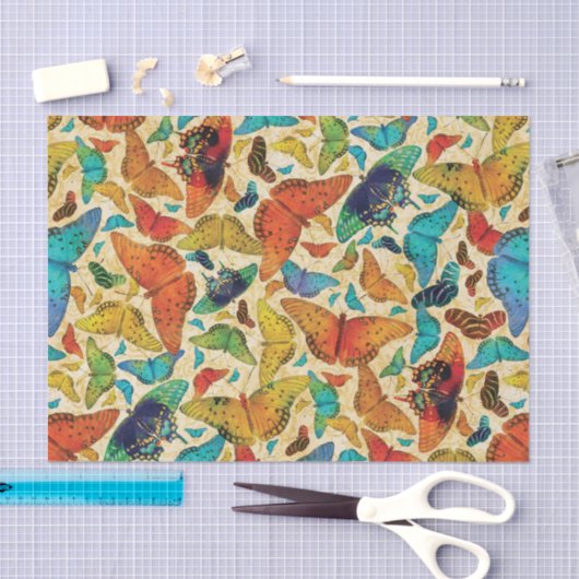 Flutterby Day Butterflies on Beige Tissuepapier (Craft)