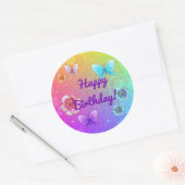 Flutterby Graffiti Jeweled BIRTHDAY Ronde Sticker (Envelop)