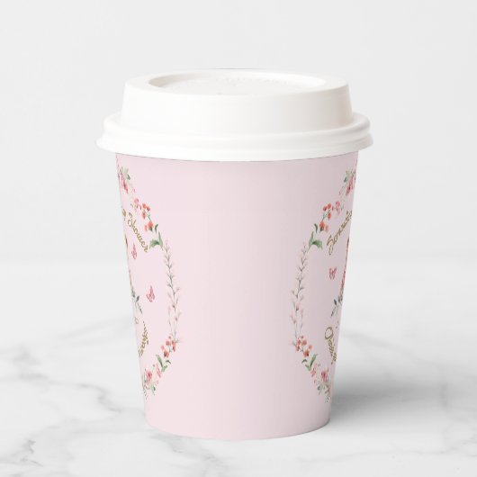 Flutterby Liefde: Blooms en Vlinders Douche slabbe Papieren Bekers (Links)