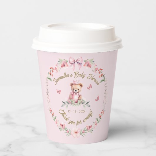 Flutterby Liefde: Blooms en Vlinders Douche slabbe Papieren Bekers (Voorkant)