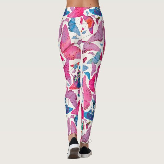 Flutterby Spring Butterflies op White Leggings (Achterkant)