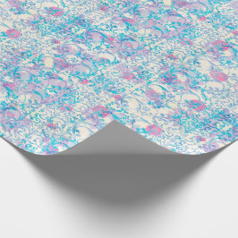 Flutterby Spring Damask Floral Blue Cadeaupapier