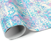 Flutterby Spring Damask Floral Blue Cadeaupapier (Rol Hoek)