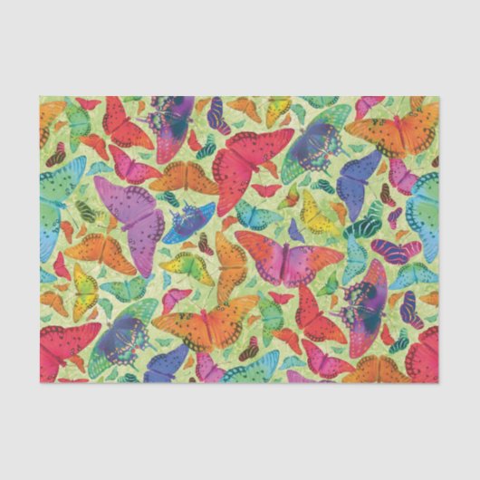 Flutterby Summer Butterflies over Green Tissuepapier (Voorkant)