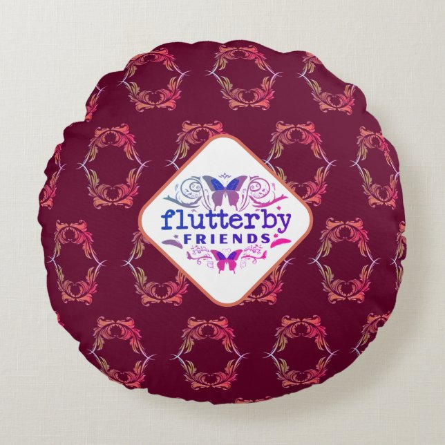 Flutterby Vrienden Rond Kussen (Voorkant)