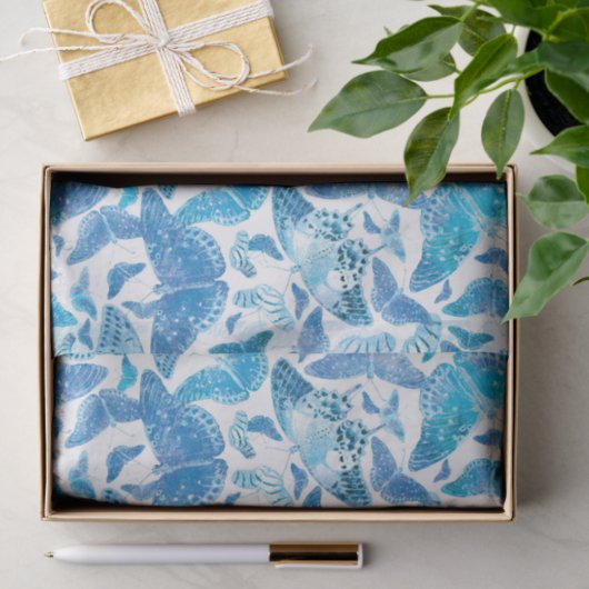 Flutterby Winter Blue Butterflies Tissuepapier (Geschenk)