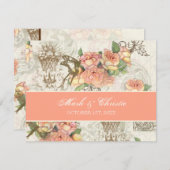 Flutterbyes in Rozen Elegant Wedding RSVP Card (Voorkant / Achterkant)