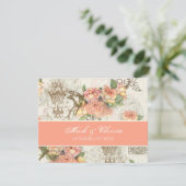 Flutterbyes in Rozen Elegant Wedding RSVP Card Kaartje (Staand voorkant)