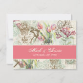 Flutterbyes in Tulips Elegant Wedding RSVP Card (Voorkant)
