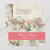 Flutterbyes in Tulips Elegant Wedding RSVP Card (Voorkant / Achterkant)