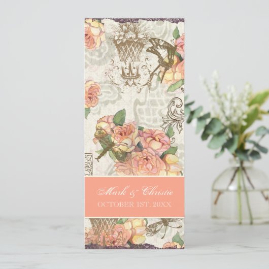 Flutterbyes "n Rozen Elegant Menu Card (Staand voorkant)