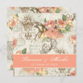 Flutterbyes 'n Rozen Elegante bruiloft Kaart (Voorkant / Achterkant)