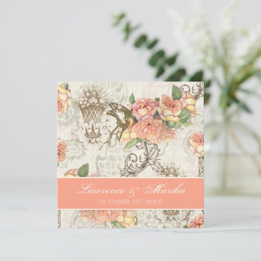 Flutterbyes 'n Rozen Elegante bruiloft Kaart (Staand voorkant)