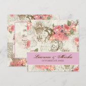 Flutterbyes 'n Rozen Elegante bruiloft - Pink-Lav Kaart (Voorkant / Achterkant)