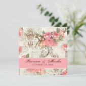 Flutterbyes 'n Rozen Elegante bruiloft - Roze Kaart (Staand voorkant)