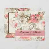 Flutterbyes 'n Rozen Elegante bruiloft - Roze Kaart (Voorkant / Achterkant)