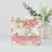 Flutterbyes 'n Rozen Elegante bruiloft - Roze Kaart (Staand voorkant)