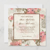 Flutterbyes 'n Rozen Elegante bruiloft - Roze Kaart (Achterkant)