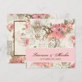 Flutterbyes 'n Rozen Elegante bruiloft - Roze Kaart (Voorkant / Achterkant)