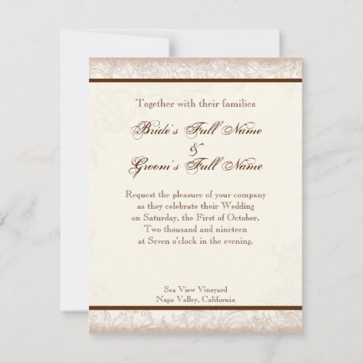 Flutterbyes 'n Rozen Elegante bruiloft uitnodiging (Achterkant)