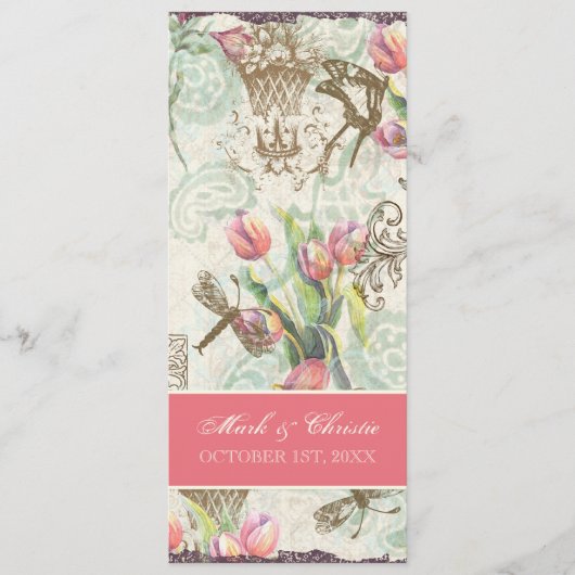 Flutterbyes "n Tulips Elegant Menu Card (Voorkant)