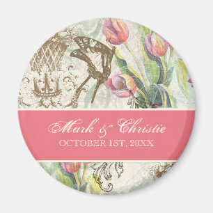 Flutterbyes "n Tulips Elegant Save the Date Magnet