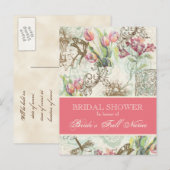 Flutterbyes n Tulp Elegant Vrijgezellenfeest Brief Uitnodiging Briefkaart (Voorkant / Achterkant)