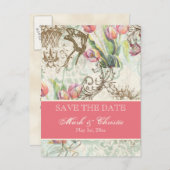 Flutterbyes 'n Tulpen Elegant Save the Date Kaart (Voorkant / Achterkant)