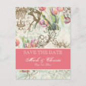 Flutterbyes 'n Tulpen Elegant Save the Date Kaart (Voorkant)