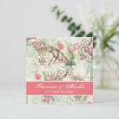 Flutterbyes 'n Tulpen Elegante bruiloft Kaart (Staand voorkant)
