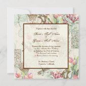 Flutterbyes 'n Tulpen Elegante bruiloft Kaart (Achterkant)