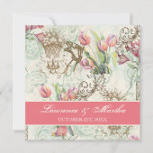 Flutterbyes 'n Tulpen Elegante bruiloft Kaart (Voorkant)