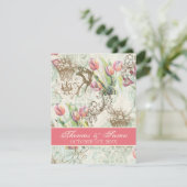 Flutterbyes 'n Tulpen Elegante bruiloft uitnodigin Kaart (Staand voorkant)