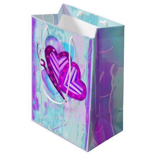 Flutterbys Valentijnse volkskunst ALLEEN MEDIUM Medium Cadeauzakje (Voorkant Gekanteld)