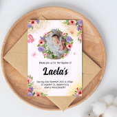 Flutterend geloof: moderne vlinder doop foto kaart