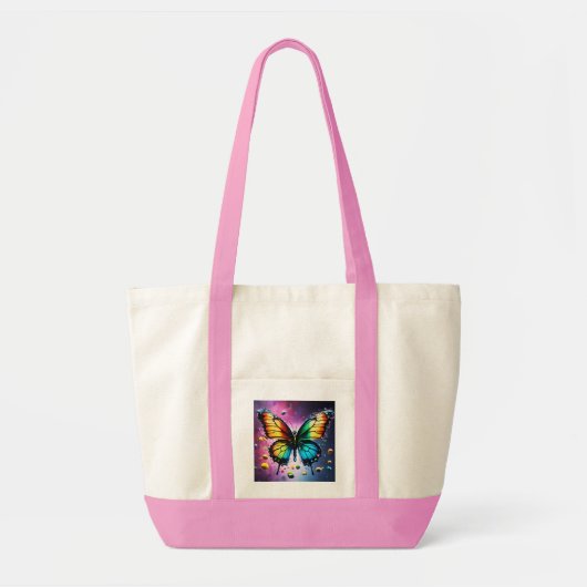 Flutterende Elegantie: Uitstekende Vlinder Gedrukt Tote Bag (Voorkant)