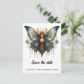 Fluttergear Nymf Vlinder Steampunk Bruiloft  Aankondigingskaart (Staand voorkant)