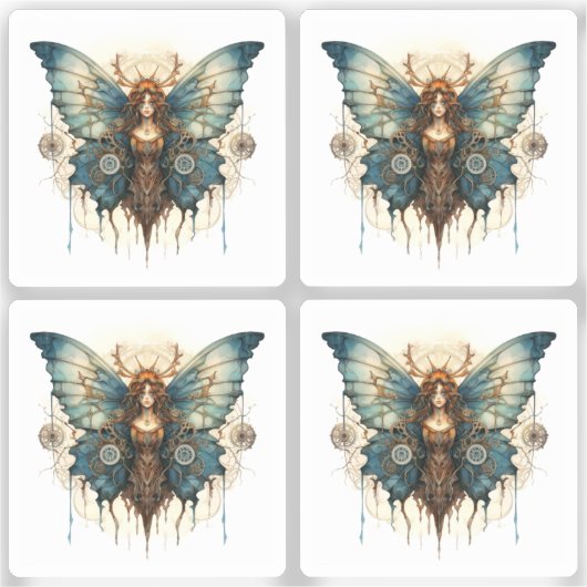 Fluttergear Nymph Steampunk Metal Gear vlinder Sticker (Voorkant)