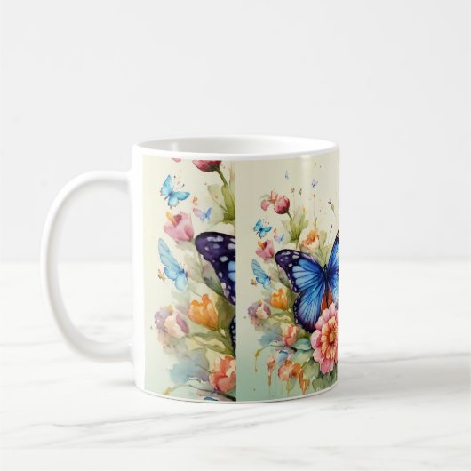 Fluttering Artistry: Waterverf Vlinder Koffiemok (Links)