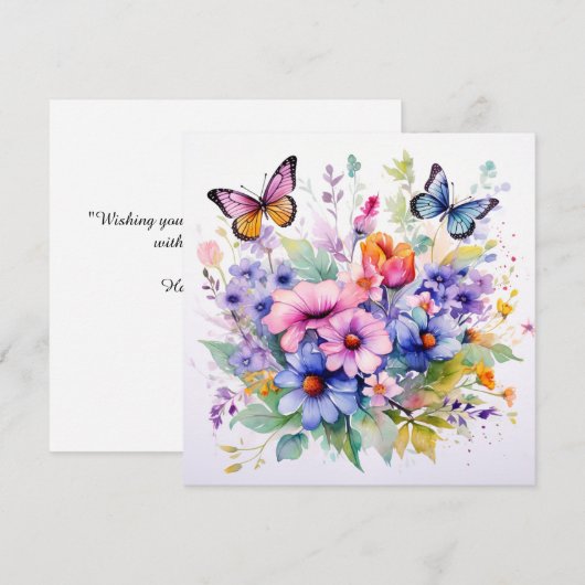 Fluttering Blooms: Betoverde tuin Verjaardag Kaart (Voorkant / Achterkant)