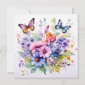 Fluttering Blooms: Betoverde tuin Verjaardag Kaart (Voorkant)