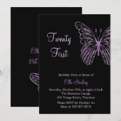 Fluttering Butterflies 21st Birthday Uitnodiging (Voorkant / Achterkant)