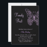 Fluttering Butterflies 21st Birthday Uitnodiging<br><div class="desc">Fijne,  met de hand geschetste fluitende vlinders versieren deze 21ste uitnodiging van de Dag van de Zaterdag. Het is te zien op het basispapier,  maar ik raad u aan het schimmeltje van het metalen ijspapier te gebruiken voor de toevoeging van glitz.</div>