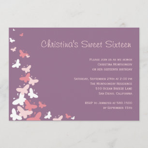 Fluttering Butterflies Birthday Party Invitation Kaart