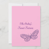 Fluttering Butterflies Sweet Sixteen Uitnodiging (Achterkant)