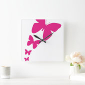 Fluttering Butterflies Vierkante Klok (Huis)